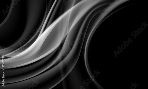 Abstract grey tone wave curve glossy on black background vector