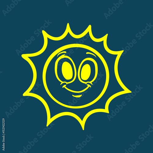 Cartoon sun trendy artwork handsome abstract vector illustration colorful applied design