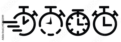Timer icons. Countdown timer symbol. Timer. Stopwatch. Timers line icon set. 