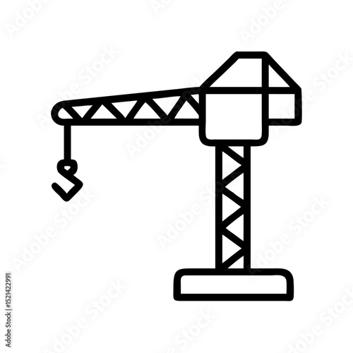 Crane icon in minimal line design on a white background  