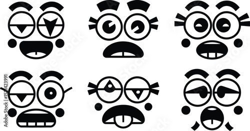Cartoon Emoji Faces Vector Set, Expressive Comic Emotions Illustration