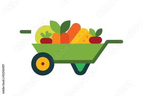 wheelbarrow with vegetables
