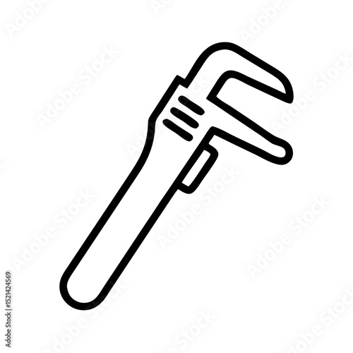 Pipe wrench icon in simple black line design  