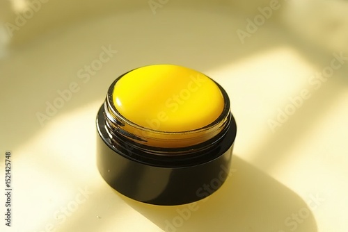 Yellow Moisturizer and Serum Combo on Wooden Surface with Green Background