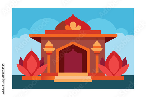 vector illustration of a hindu temple