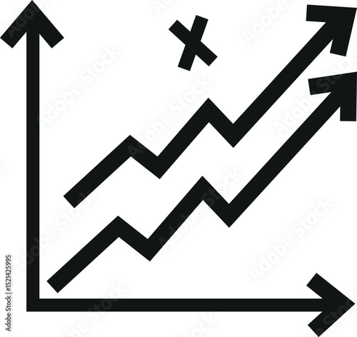 Dual Line Graph with Upward Trend and Fluctuation Icon