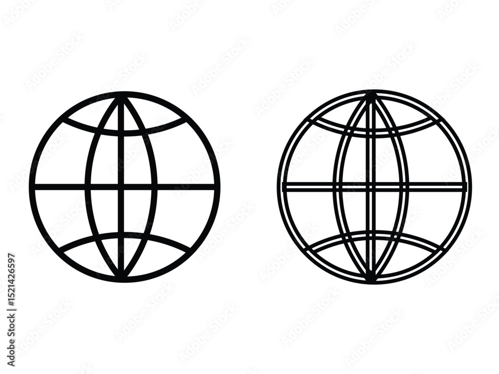 Obraz premium Globe Icon vector. Set of globe icon, globe symbol isolated white background. Vector illustration.