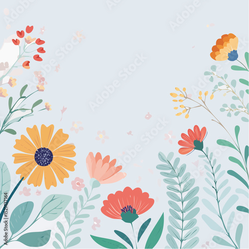 Vector simple minimal illustrations, simple wavy and groovy. hand drawn naive style, flowers and plants, floral botanic design templates, frames and modern wall ...