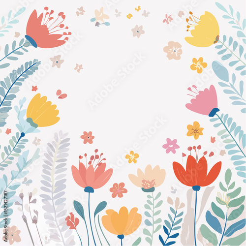 Vector simple minimal illustrations, simple wavy and groovy. hand drawn naive style, flowers and plants, floral botanic design templates, frames and modern wall ...