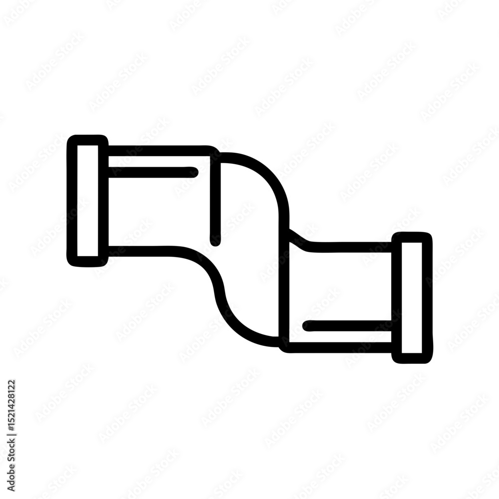 Fototapeta premium Ductwork fitting in simple line art style representing plumbing icon 