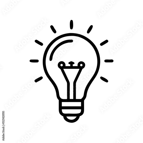 Light bulb icon with rays representing illumination concept  