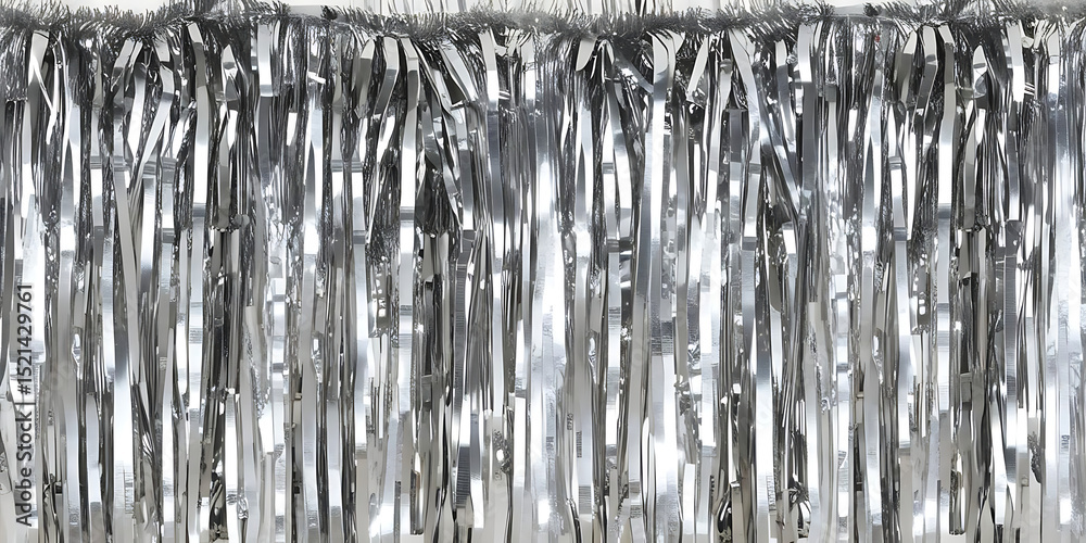 Fototapeta premium Shimmering Silver Tinsel Backdrop