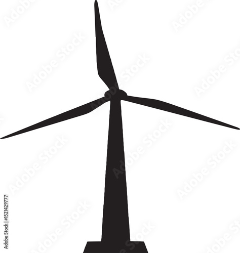 Modern Windmill for Renewable Energy Production Isolated on Clear Sky Background.