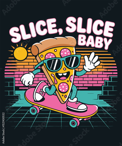 90s Neon Pizza – Retro Skate Vibe Design