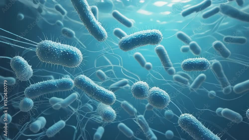 Realistic microbiome scene showing intestinal microbiota and bacterial ...