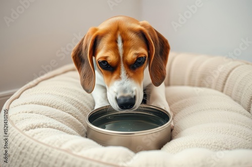 Adorable Beagle Enjoying Water