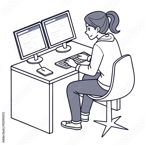 woman working on computer