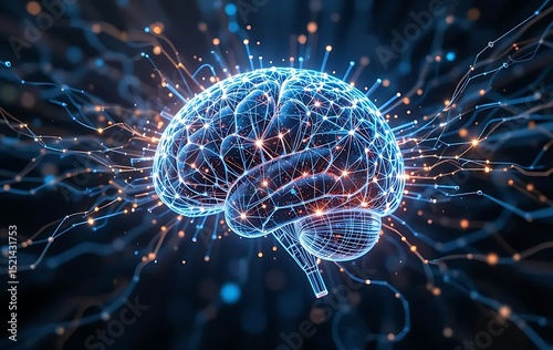 Artificial intelligence brain ai neural network deep learning technology concept design render art