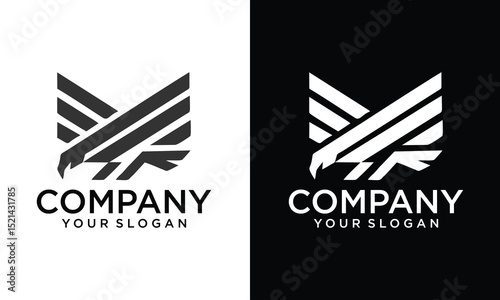 Bird Label, Sign, Logo Eagle, Raven, Phoenix brand. CreativeLogo gold bird, template company sign, wild fly heraldic icon. Graphic template emblem symbol, silhouette bird logotype. Vector Illustration