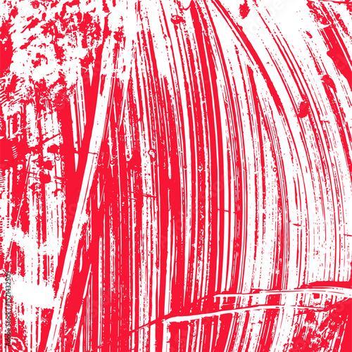 Red Grunge Paint Brush Stroke Texture Background – Abstract Distressed Art Design  isolated on white  transparent bacground