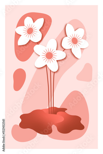 A floral-themed background vector featuring calming pastel colors, complemented by silhouettes of flowers and abstract shape. Perfect for posters, prints, covers, wallpapers, or home decor.