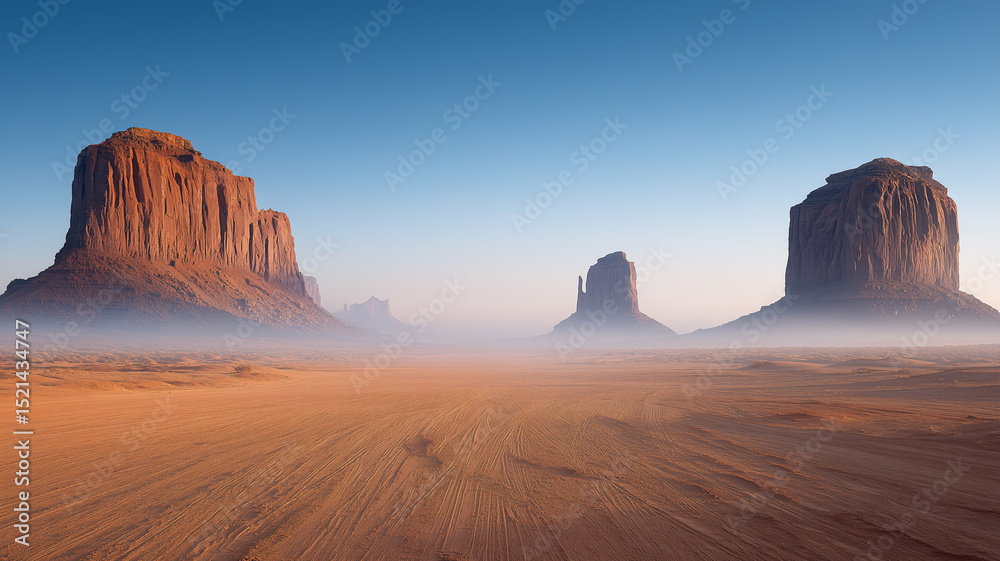 Naklejka premium open space in the valley and field sand road