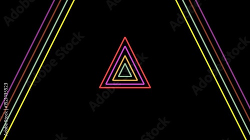 Background animation of a group of colorful flashing triangle lines