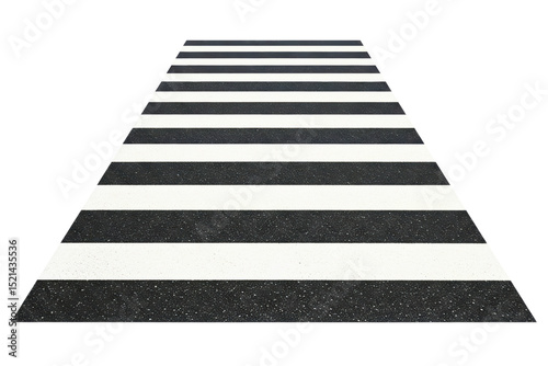 Black and white striped crosswalk isolated on a transparent background
