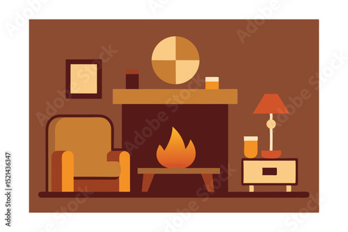 vector illustration of a fireplace