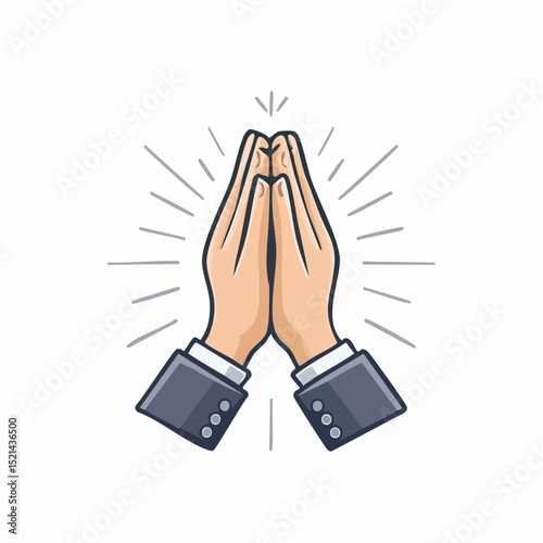 Vector simple linear illustration, hand poster, logo, print design template, hand drawn hands making high five, gesture in minimal modern art style