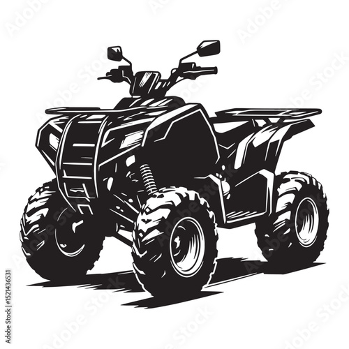 Trail-Ready ATV silhouette with strong form – ATV illustration – Minimalist ATV vector – Vehicle silhouette

