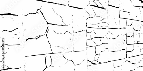  monochrome abstract image showing  cracked wall in perspective, with  perspective view and rough texture detail