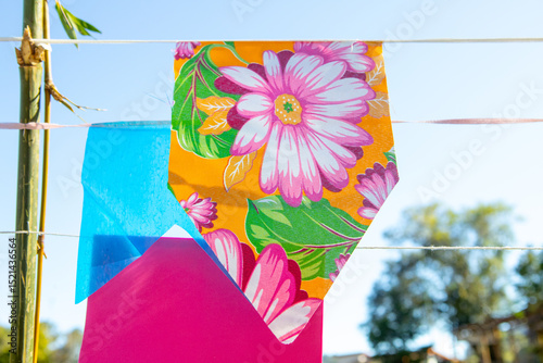 decorative flags for the June festival, a very popular festival in Rio de Janeiro.