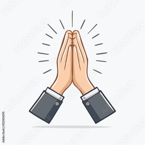 Vector simple linear illustration, hand poster, logo, print design template, hand drawn hands making high five, gesture in minimal modern art style