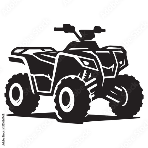 Rugged ATV silhouette in off-road stance – ATV illustration – Minimalist ATV vector – Vehicle silhouette

