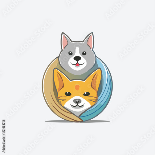 Vector logo design template for pet shops, veterinary clinics and homeless animals shelters -cat, dog and bird - friendly pets - badge for websites