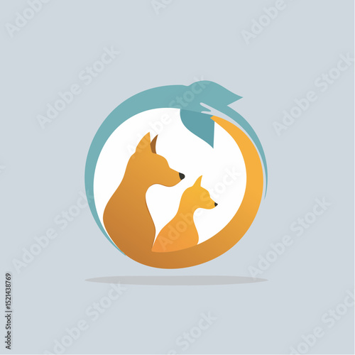 Vector logo design template for pet shops, veterinary clinics and homeless animals shelters -cat, dog and bird - friendly pets - badge for websites