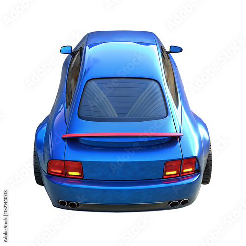 Rear View of 3D Blue Car – Vehicle Icon for Transportation, Automotive, Travel, and Driving Concepts – High-Resolution Render – Adobe Stock Image