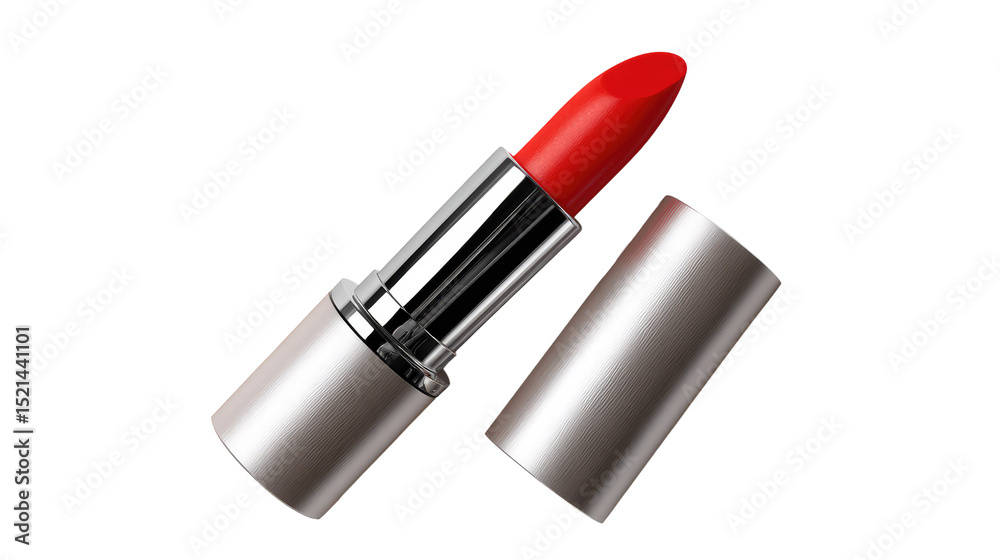 Glamorous Red Lipstick: An elegant close-up showcases a vibrant red lipstick, a classic symbol of beauty, with sleek metallic details, set against a clean backdrop. Glamorous Red Lipstick: An elegant close-up showcases a vibrant red lipstick, a classic symbol of beauty, with sleek metallic details, set against a clean backdrop.