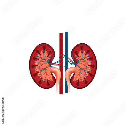 human Kidney anatomy isolated  on white 