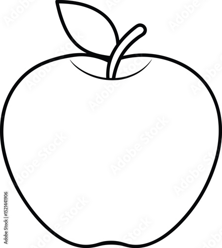 Simple Apple Line Art – Minimalist Fruit Outline Vector for Print and Design