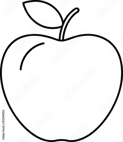 Simple Apple Line Art Vector – Minimal Fruit Outline Illustration for Design Projects