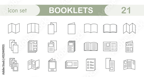 
Set of linear icons forms, leaflets