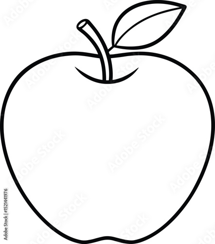 Simple Apple Line Art Vector – Minimalist Fruit Outline Illustration