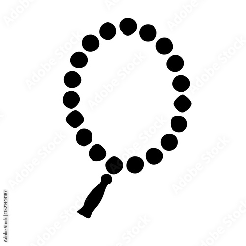 Simple Black and White Rosary Beads Prayer String Religion Symbol