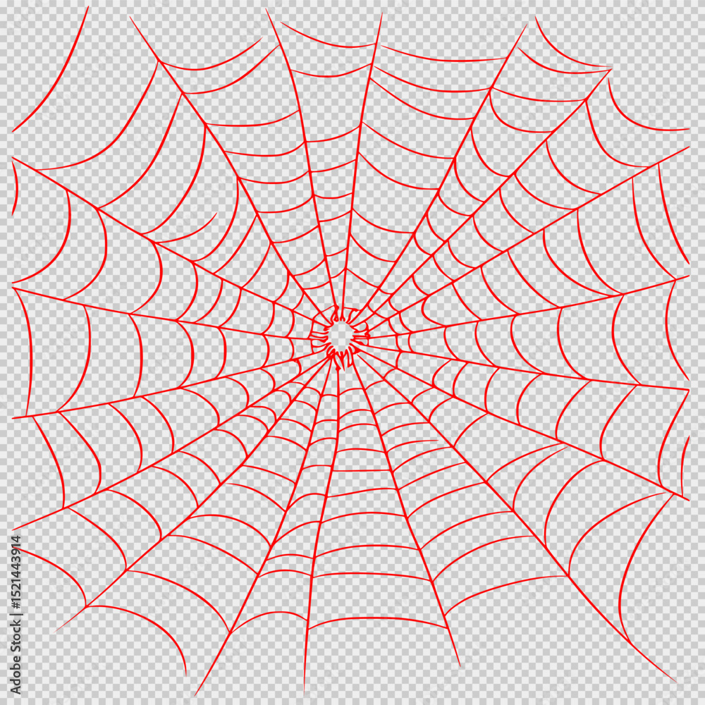Obraz premium Minimalist spider web illustration in black and white with crisp lines and a wide-angle view, isolated on a clean white background, ideal for design elements, clip art, or creative projects.