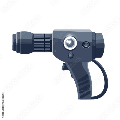 Retro Pixel Art Style Ray Gun Design on White Background for Gaming Assets and Retro Graphic Projects