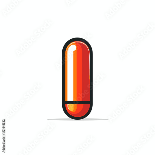 Simple Orange Pill Capsule Graphic with White Background for Medical or Health Concepts