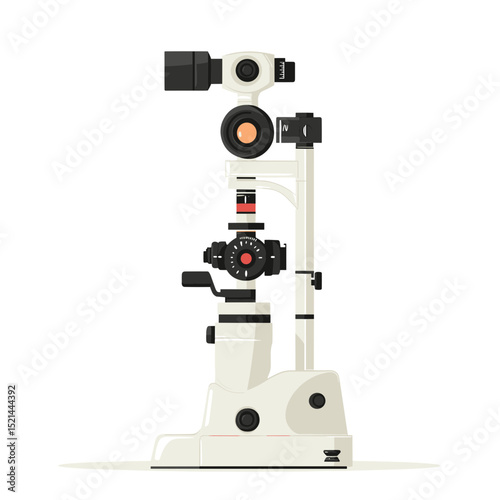 Simplified Slit Lamp Illustration of Ophthalmic Examination Equipment in White Background Medical Vision Test Device