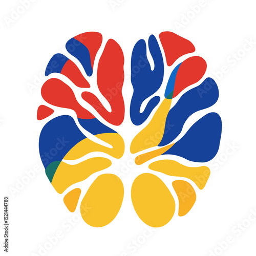 Stylized Brain Illustration Featuring Multicolor Lobes and a White Background Suitable for Medical or Educational Content